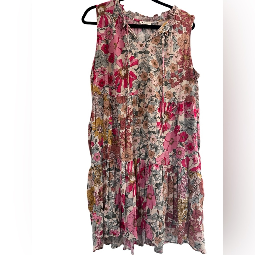 Kori Pink Floral Tiered Mini Dress